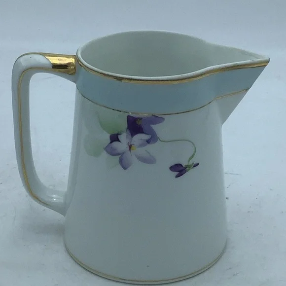 Antique Hand Painted Nippon Violets Creamer Pitcher - Picture 4 of 8